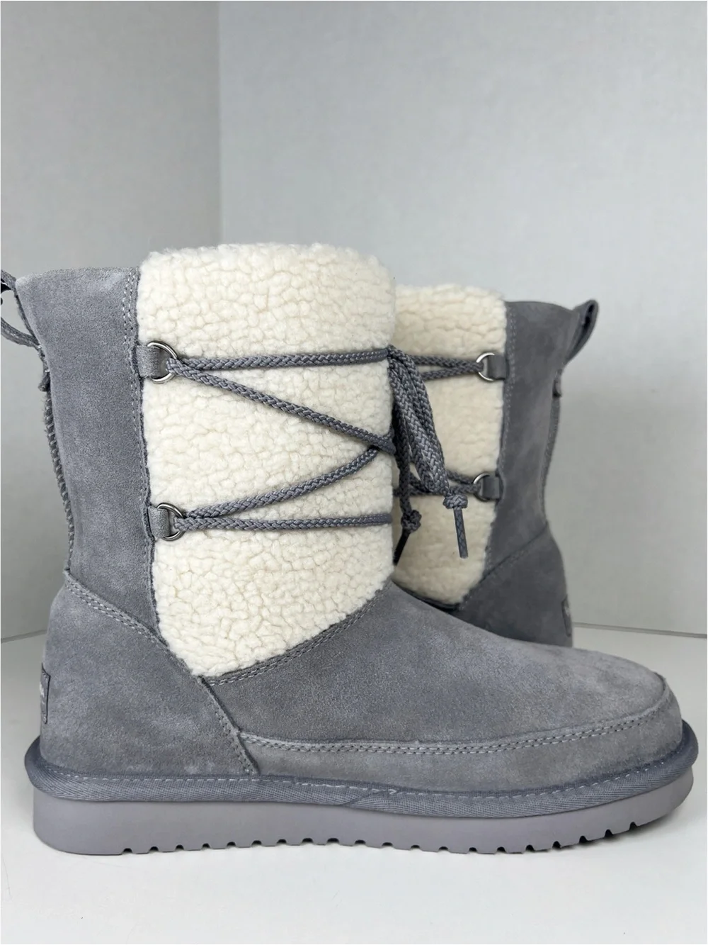 KOOLABURA By UGG Women’s Size 8 Gray Suede Michon Short Wraparound Lace Boot